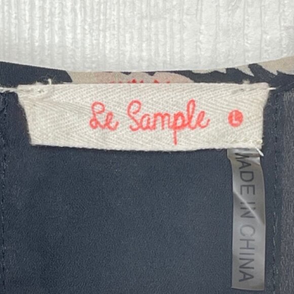 LE SAMPLE | Womens Spaghetti Strap Black Sheer Tank Top | Size L - Picture 7 of 11